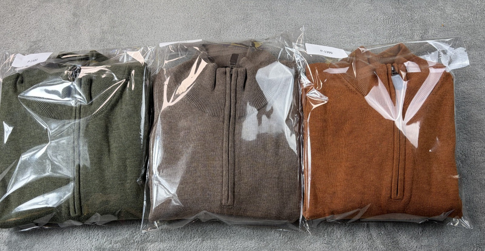 Lot of 3 Jos. A. Bank Signature 1/4 Zip Pima Cotton Sweater Men's L Long Sleeve